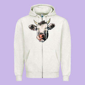 Cow Zipper Hoodie Designed By Howdyjamesfarm