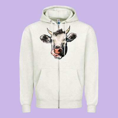 Cow Zipper Hoodie Designed By Howdyjamesfarm