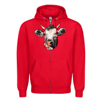 Red Cow Zipper Hoodie - HowdyJamesFarm