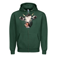 Sports Green Cow Zipper Hoodie - HowdyJamesFarm