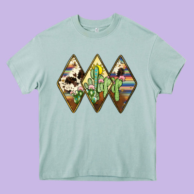 Cactus Serape Cowhide Heavy Core Tee Designed By Jahusdesignshop