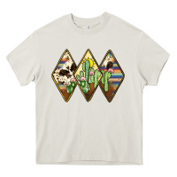 Cream cactus serape cowhide Heavy Core Tee - JahusDesignShop