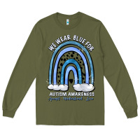 Army Green we wear blue for autism awareness accept understan Long Sleeve Tee - Artiststas