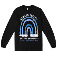 Black we wear blue for autism awareness accept understan Long Sleeve Tee - Artiststas