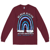 Burgundy we wear blue for autism awareness accept understan Long Sleeve Tee - Artiststas