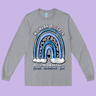 We Wear Blue For Autism Awareness Accept Understan Long Sleeve Tee Designed By Artiststas