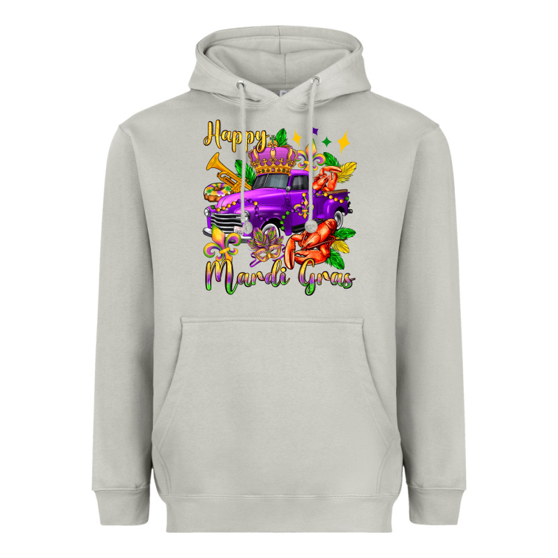 Happy Mardi Gras Truck Olivia Heavyweight Hoodie by OliviaCreatesArt | Teevron