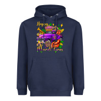 Navy happy mardi gras truck olivia Heavyweight Hoodie - OliviaCreatesArt