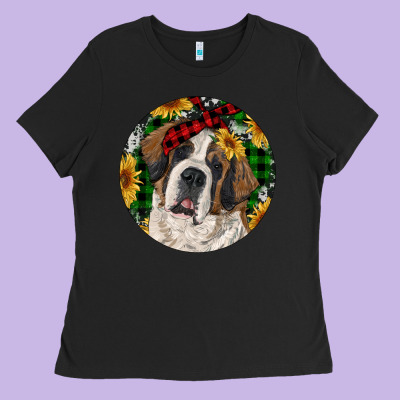 Christmas St. Bernard Ladies Tee Designed By Ranaportraitstore