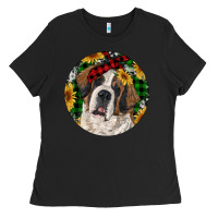 Black Christmas St. Bernard Ladies Tee - RanaPortraitStore