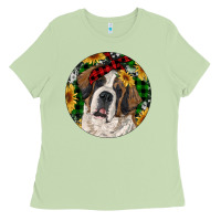 Matcha Christmas St. Bernard Ladies Tee - RanaPortraitStore