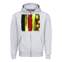 Heather Grey Softball brushstroke Zipper Hoodie - HowdyJamesFarm