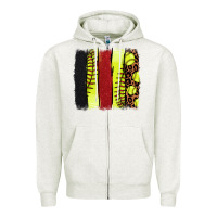 Oatmeal Heather Softball brushstroke Zipper Hoodie - HowdyJamesFarm