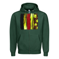 Sports Green Softball brushstroke Zipper Hoodie - HowdyJamesFarm
