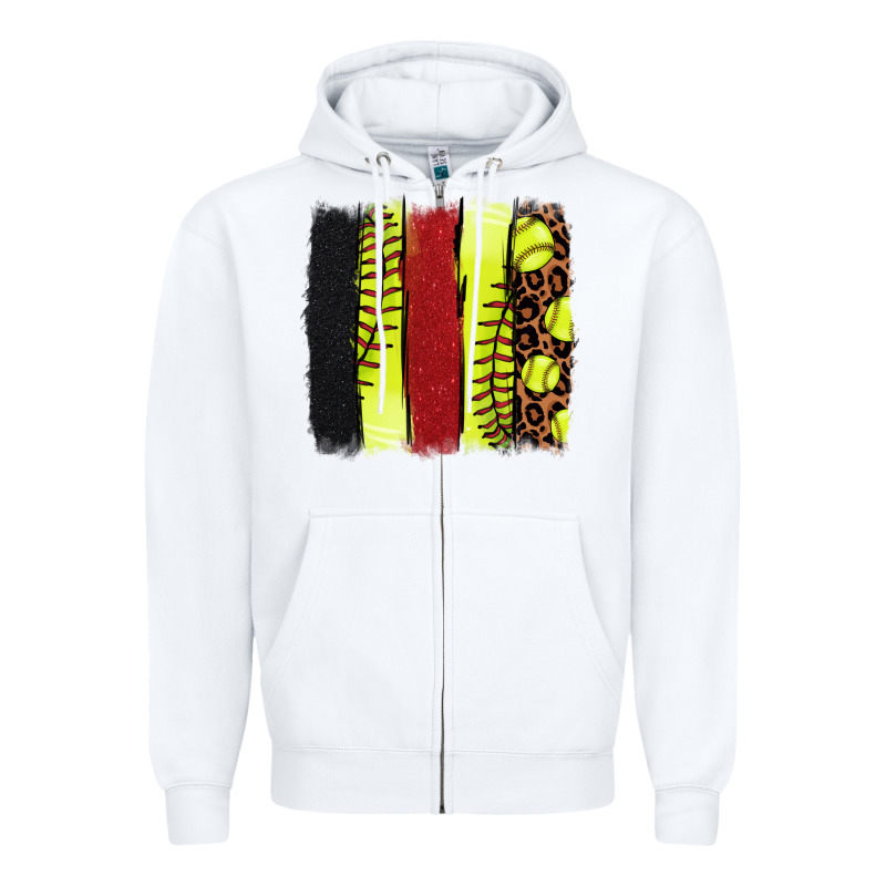 Softball Brushstroke Zipper Hoodie by HowdyJamesFarm | Teevron