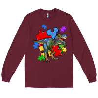 Burgundy autism t rex Long Sleeve Tee - Artiststas