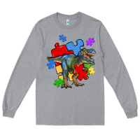 Heather Grey autism t rex Long Sleeve Tee - Artiststas