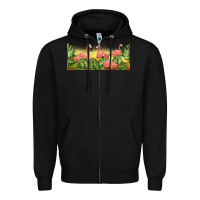 Black flamingos with sunset Zipper Hoodie - TumblerDesignByShophia