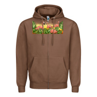 Chestnut flamingos with sunset Zipper Hoodie - TumblerDesignByShophia