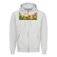 Dove Grey flamingos with sunset Zipper Hoodie - TumblerDesignByShophia