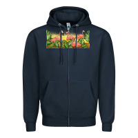 Navy flamingos with sunset Zipper Hoodie - TumblerDesignByShophia