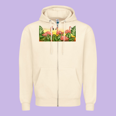 Flamingos With Sunset Zipper Hoodie Designed By Tumblerdesignbyshophia