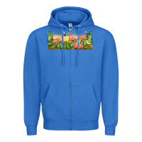 True Royal flamingos with sunset Zipper Hoodie - TumblerDesignByShophia