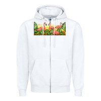 White flamingos with sunset Zipper Hoodie - TumblerDesignByShophia