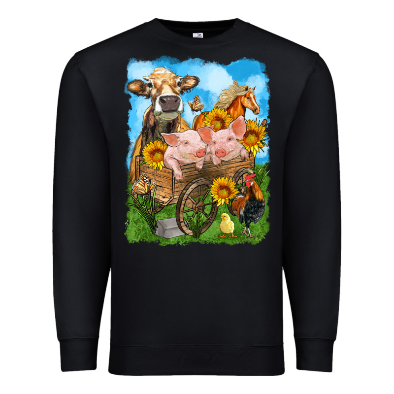 Farm Animals Wagon Olivia Premium Sweatshirt by OliviaCreatesArt | Teevron