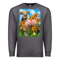 Charcoal Heather farm animals wagon olivia Premium Sweatshirt - OliviaCreatesArt