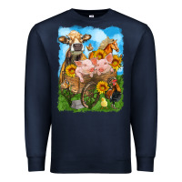 Navy farm animals wagon olivia Premium Sweatshirt - OliviaCreatesArt
