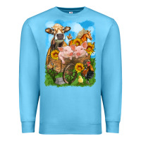 Ocean Blue farm animals wagon olivia Premium Sweatshirt - OliviaCreatesArt