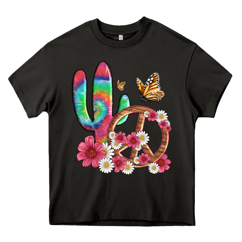 Cactus Peace Sign Flowers And Butterflys Heavy Core Tee by Artiststas | Teevron