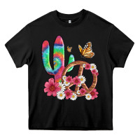 Black cactus peace sign flowers and butterflys Heavy Core Tee - Artiststas