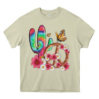 Mossy cactus peace sign flowers and butterflys Heavy Core Tee - Artiststas