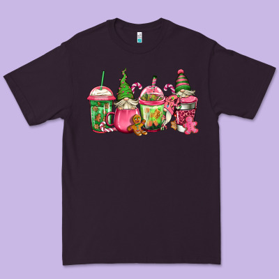 Pink Christmas Gnomes Coffee Cups Premium Tee Designed By Jasminsmagicworld