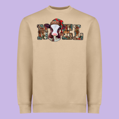 Western Christmas Baby Cow Noel Heavyweight Sweatshirt Designed By Jasminsmagicworld