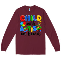 Burgundy child with autism on board Long Sleeve Tee - Artiststas