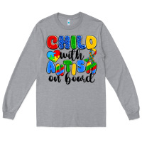 Heather Grey child with autism on board Long Sleeve Tee - Artiststas