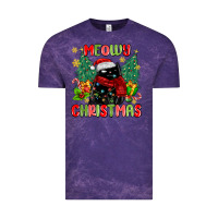 Cloud Purple meowy christmas black cat Vintage Tee - MaliasSmallBusiness