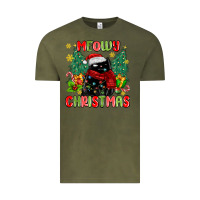 Vintage Olive meowy christmas black cat Vintage Tee - MaliasSmallBusiness