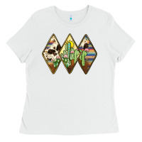White cactus serape cowhide Ladies Tee - JahusDesignShop