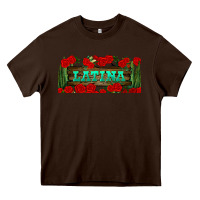 Chocolate Brown latina libbey glass Heavy Core Tee - BundleAndBundleShop