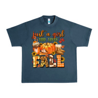 Midnight Navy just a girl who loves fall Urban Heavy Tee - MaliasSmallBusiness