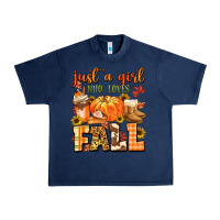 Navy just a girl who loves fall Urban Heavy Tee - MaliasSmallBusiness