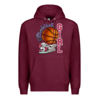 Burgundy Basketball girl Premium Hoodie - HowdyJamesFarm