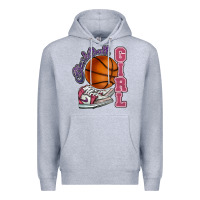 Heather Grey Basketball girl Premium Hoodie - HowdyJamesFarm