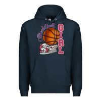 Navy Basketball girl Premium Hoodie - HowdyJamesFarm
