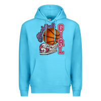 Ocean Blue Basketball girl Premium Hoodie - HowdyJamesFarm