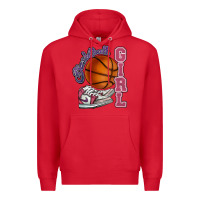 Red Basketball girl Premium Hoodie - HowdyJamesFarm